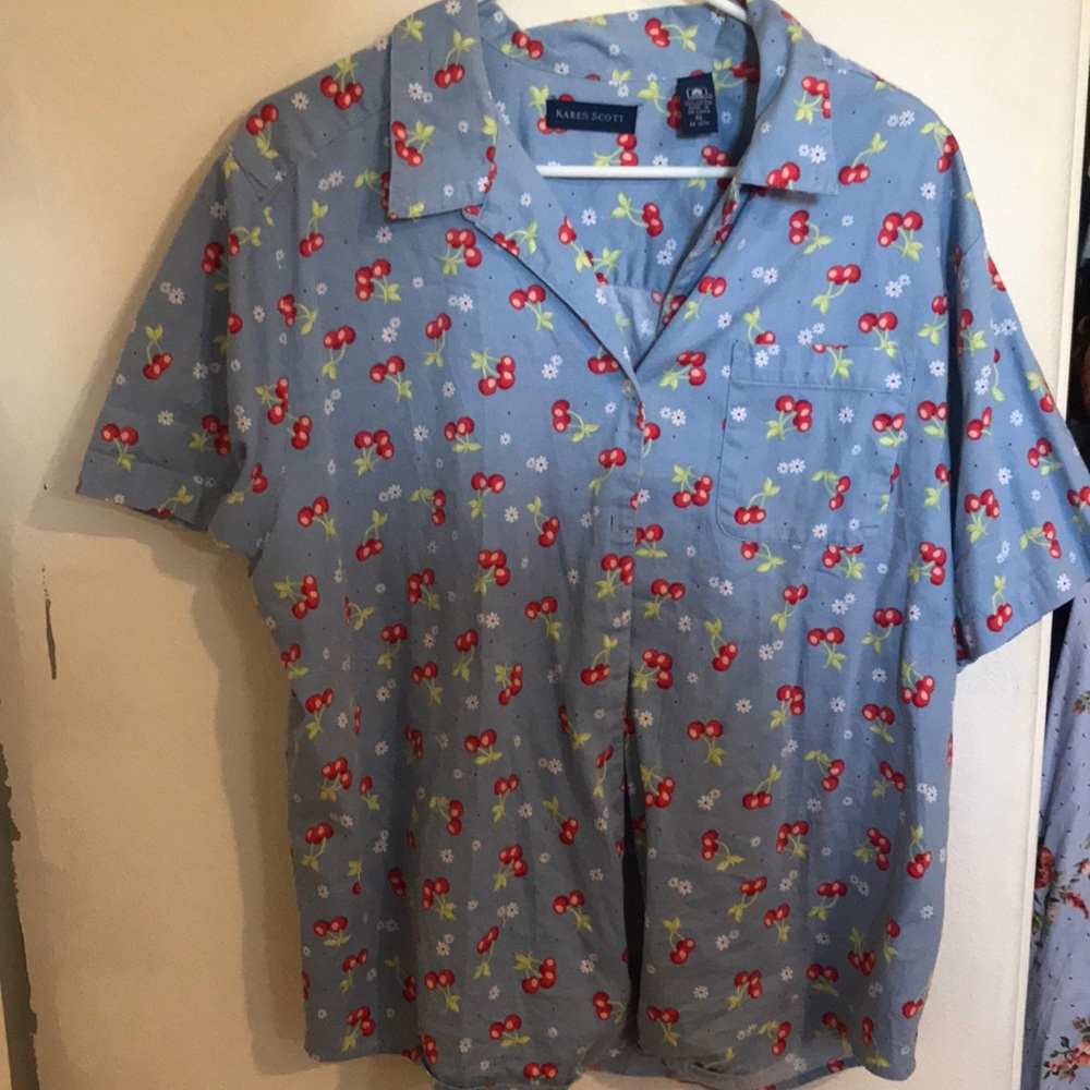 Cherry print button down
